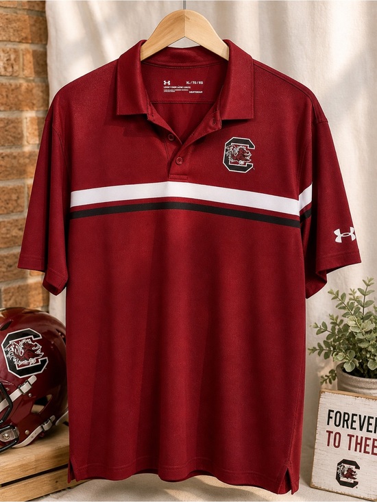 Under Armour Other - Under Armour South Carolina Gamecocks Polo XL HeatGear Red NCAA Gameday Shirt